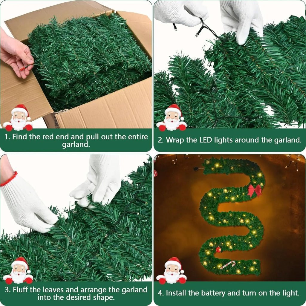 2.7m LED Garland with Warm White Lights