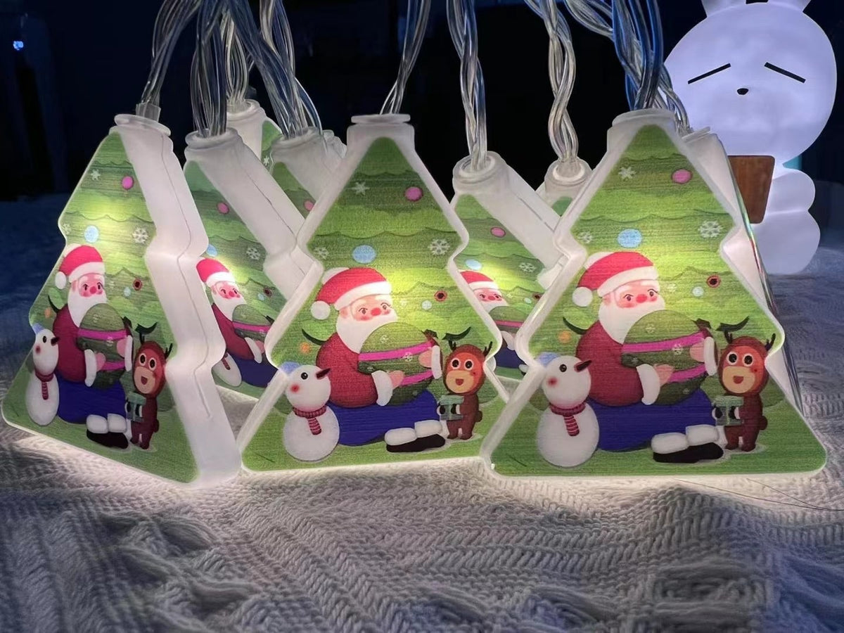 2m LED String Lights with Christmas Tree and Santa Claus (10 pcs)