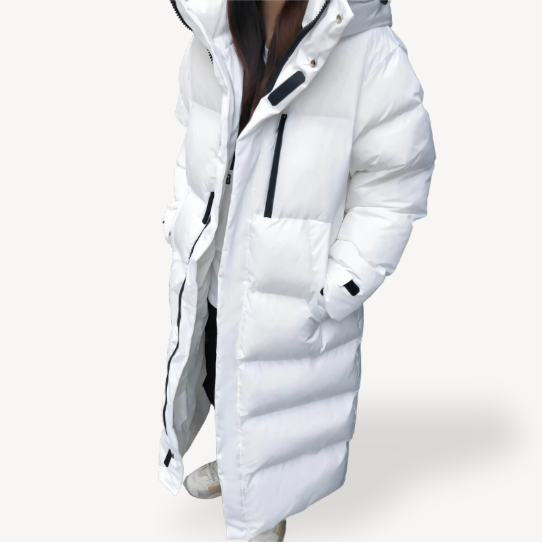 Image of Abigail | Women's Longline Quilted Hooded Puffer Jacket