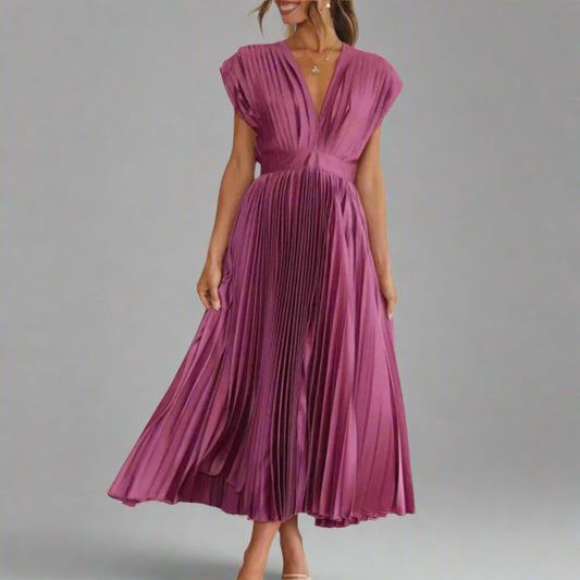 Image of Alana | Women's V-Neck A-Line Midi Dress