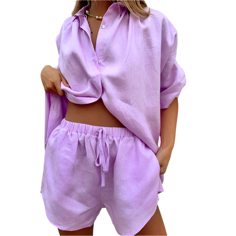 Image of Ariana | Women's Button-Down Shorts Set
