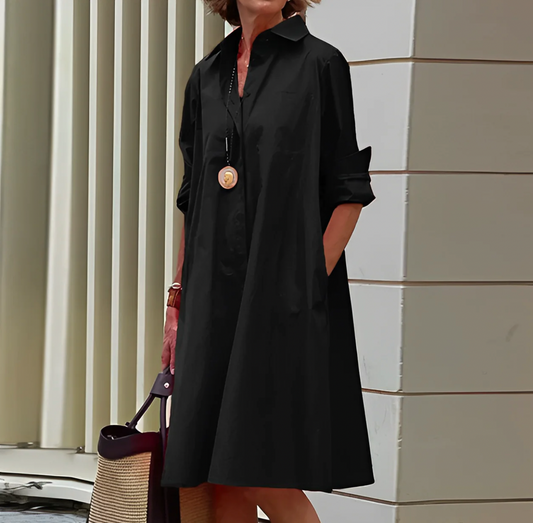 Image of Bella | Women's Long Sleeve A-Line Midi Dress