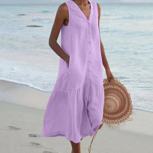Image of Brenda | Women's Sleeveless Midi Dress