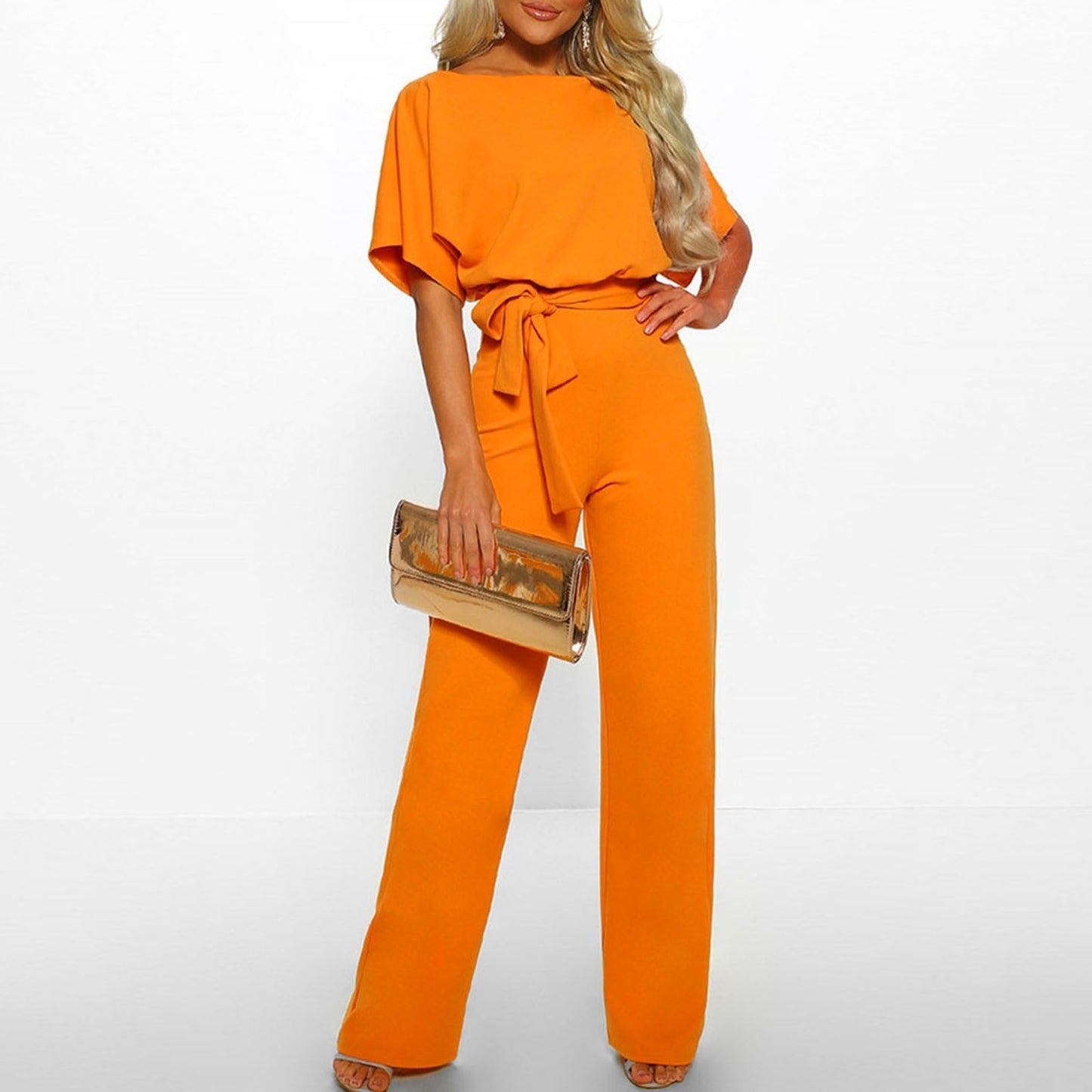 Image of Casey | Women's Wide Leg Belted Jumpsuit