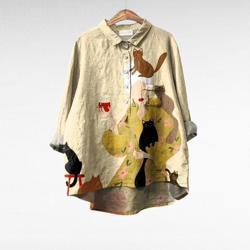 Casual Artistic Collared Blouse