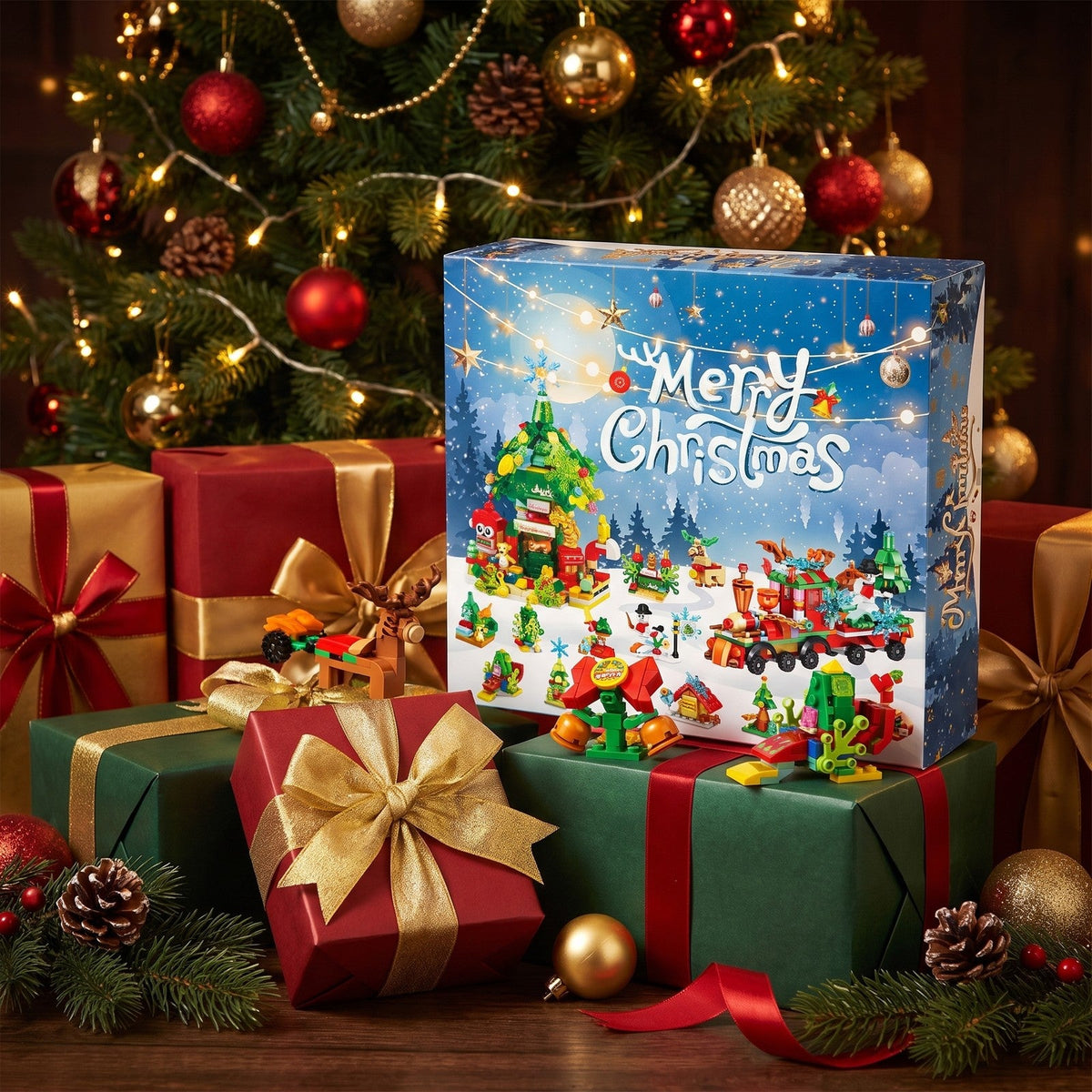 Christmas Train and Tree House Brick Advent Calendar, 699 Pieces