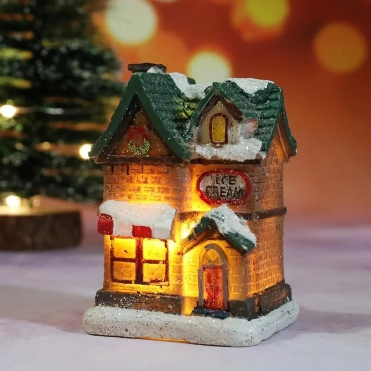 Christmas Village Decoration with Warm LED Lighting