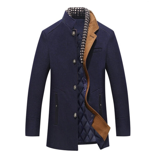 Image of Colin | Men's Stand Collar Mid-Length Coat