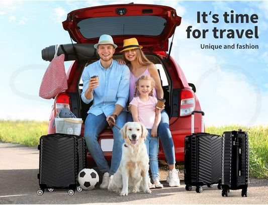 Compact Hard-Shell Carry-On Suitcase with 360° Spinner Wheels in Black