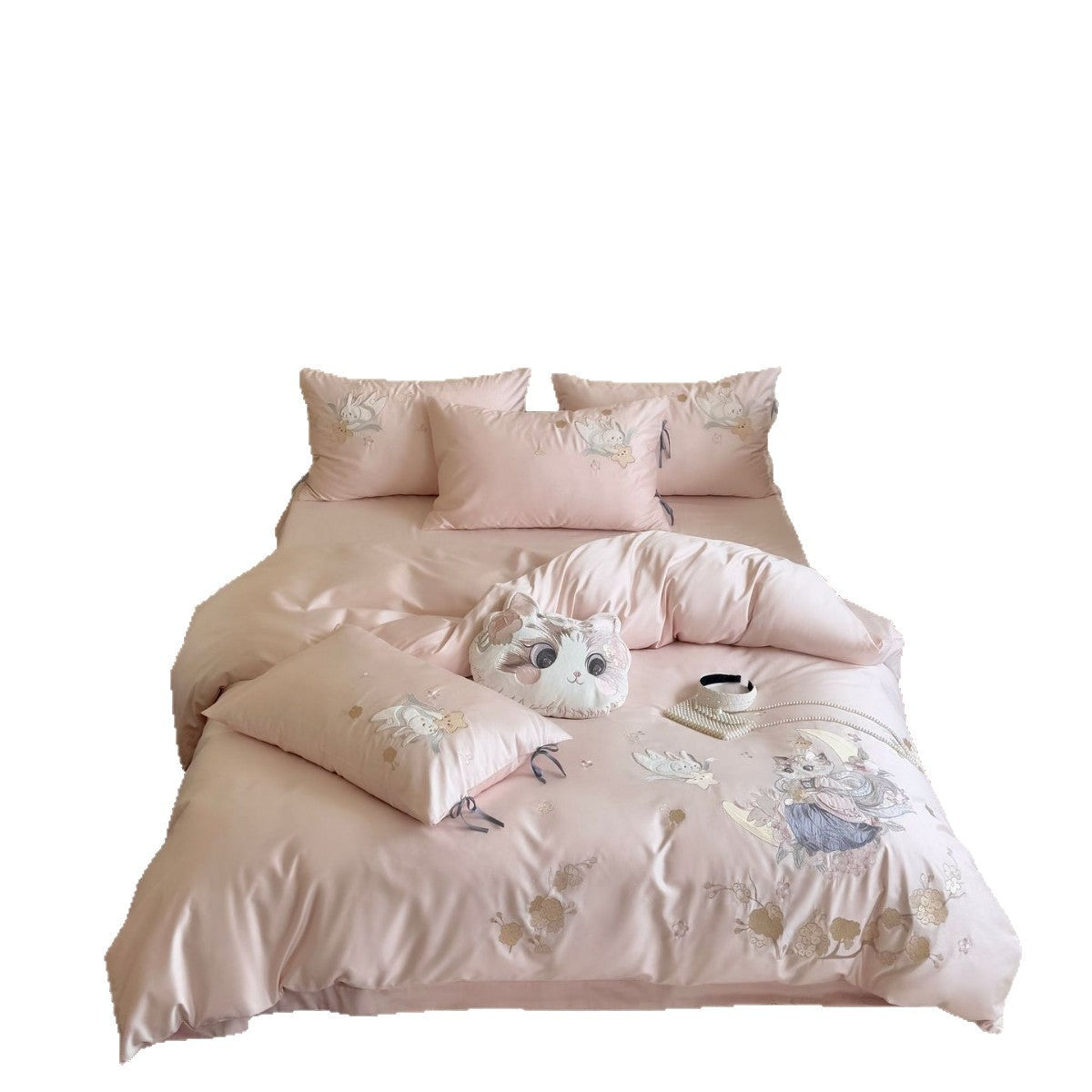 Cotton Sateen Bedding Set with Detailed Animal Embroidery