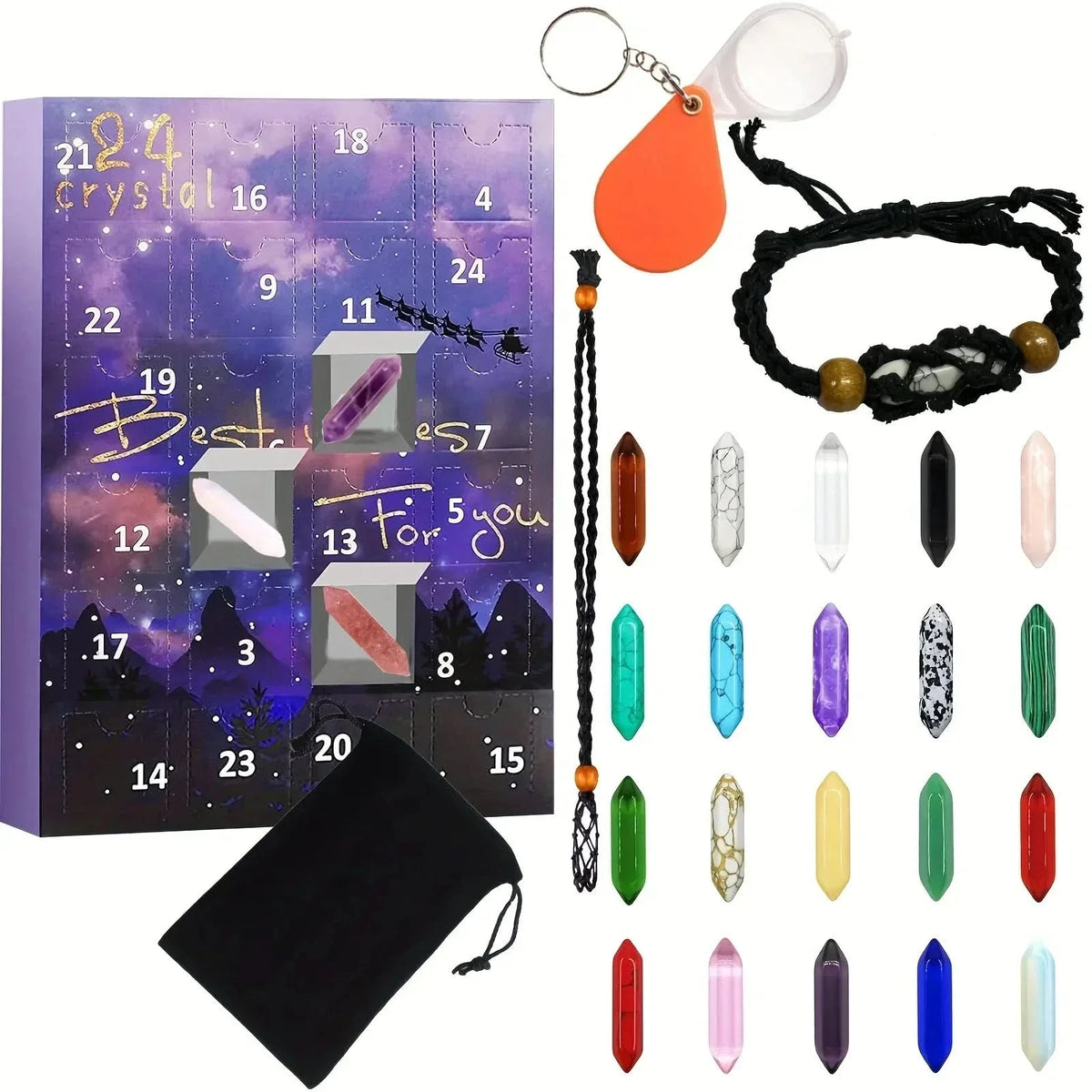 Crystal Gems – Magical Gemstone Advent Calendar with 24 Natural Crystals