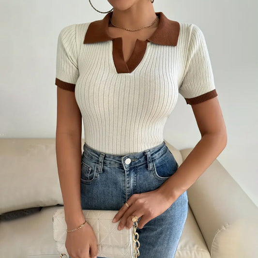 Image of Dana | Women's Fitted Ribbed Polo Shirt