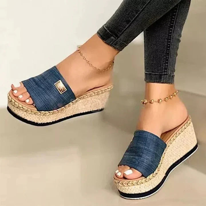 Image of Debra | Women's Espadrille Wedge Slide Sandals
