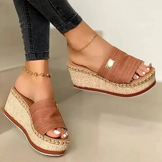 Image of Debra | Women's Espadrille Wedge Slide Sandals