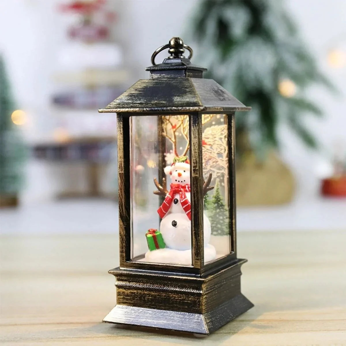 Decorative Christmas Lantern with Timer and Warm Light – Classic Design for Indoor Decoration