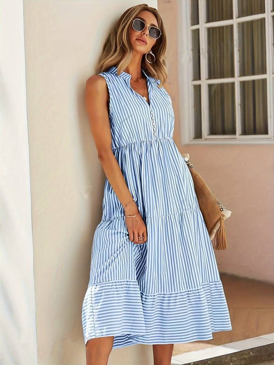 Image of Dianna | Women's Sleeveless A-Line Midi Dress