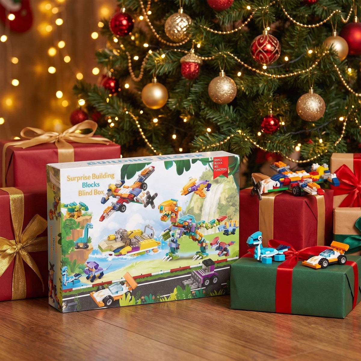 Dinosaur and Vehicle Brick Advent Calendar, 24 Mini Builds plus Big T. Rex