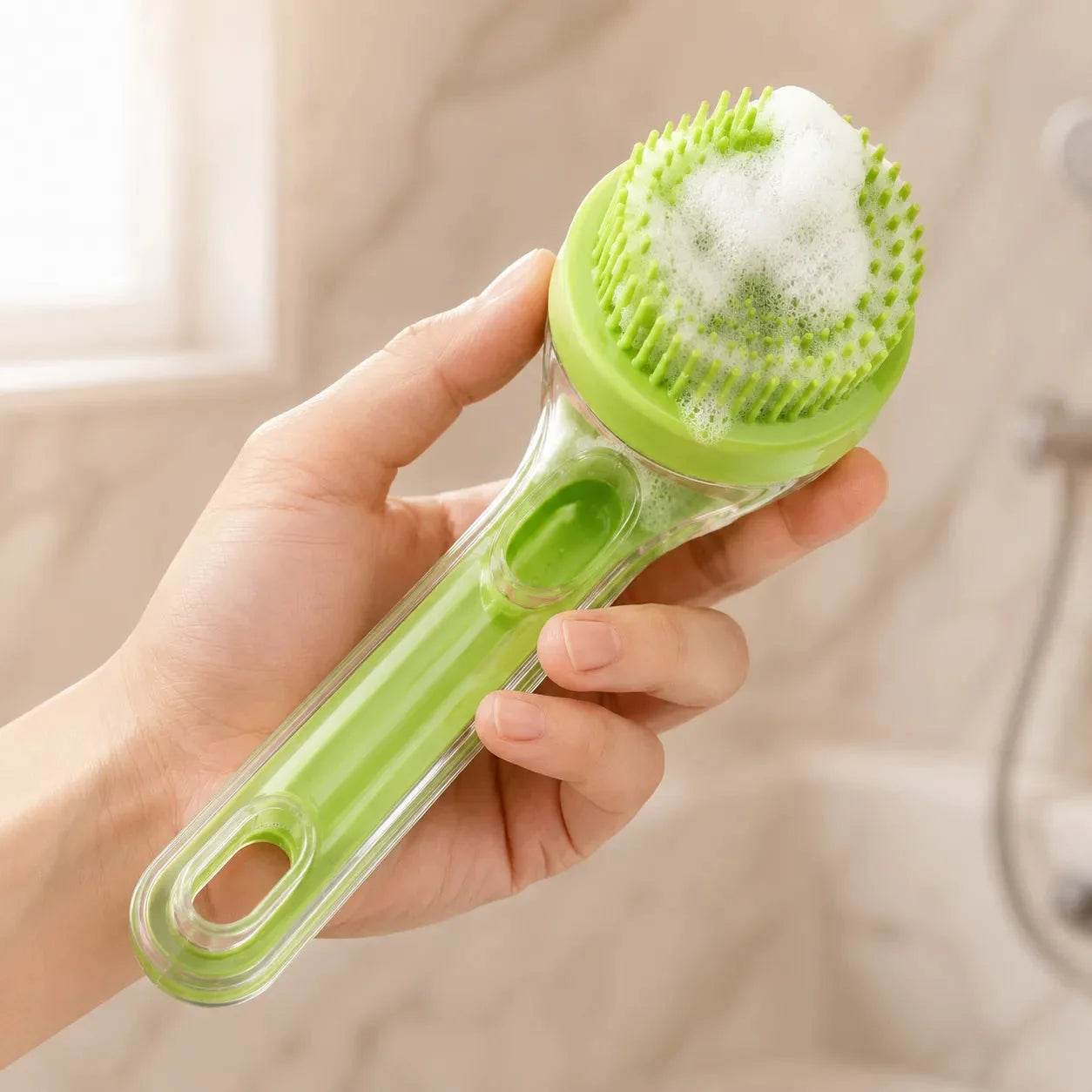 Dog Bath Brush with Built-in Shampoo Dispenser