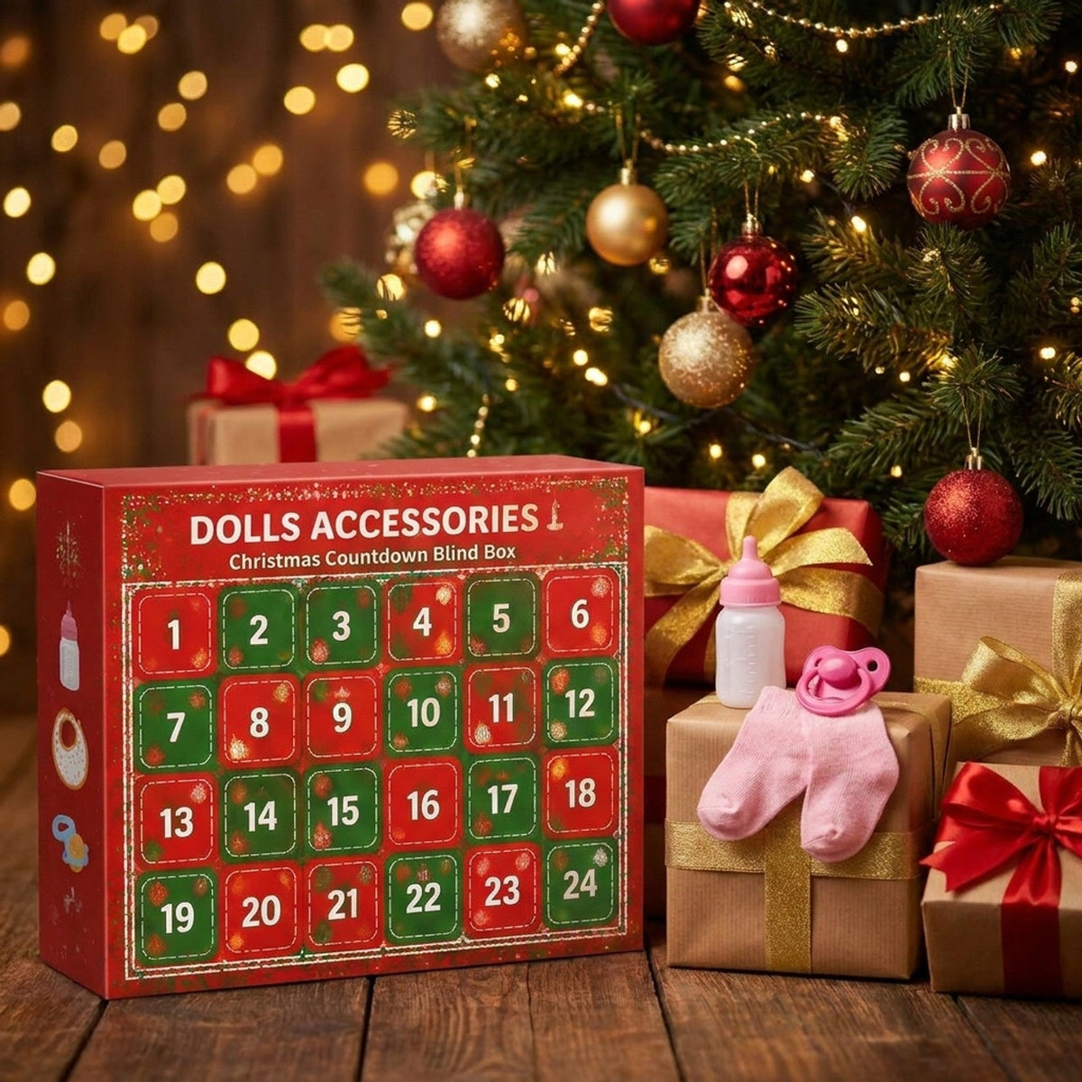 Doll Accessories Advent Calendar, 24 Outfits and Baby Care Surprises