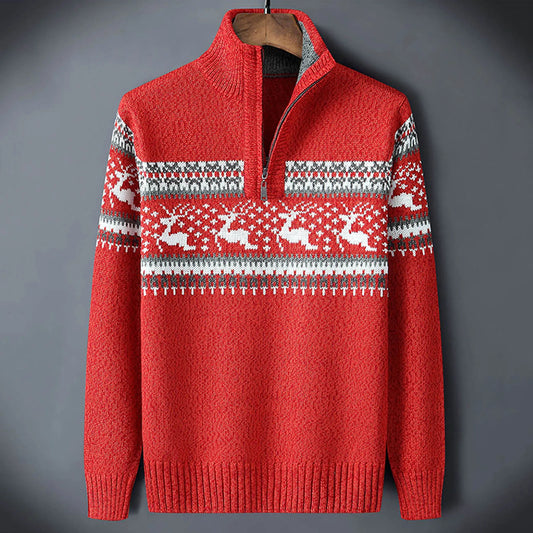 Douglas | Men's Quarter Zip Patterned Sweater - Image 1