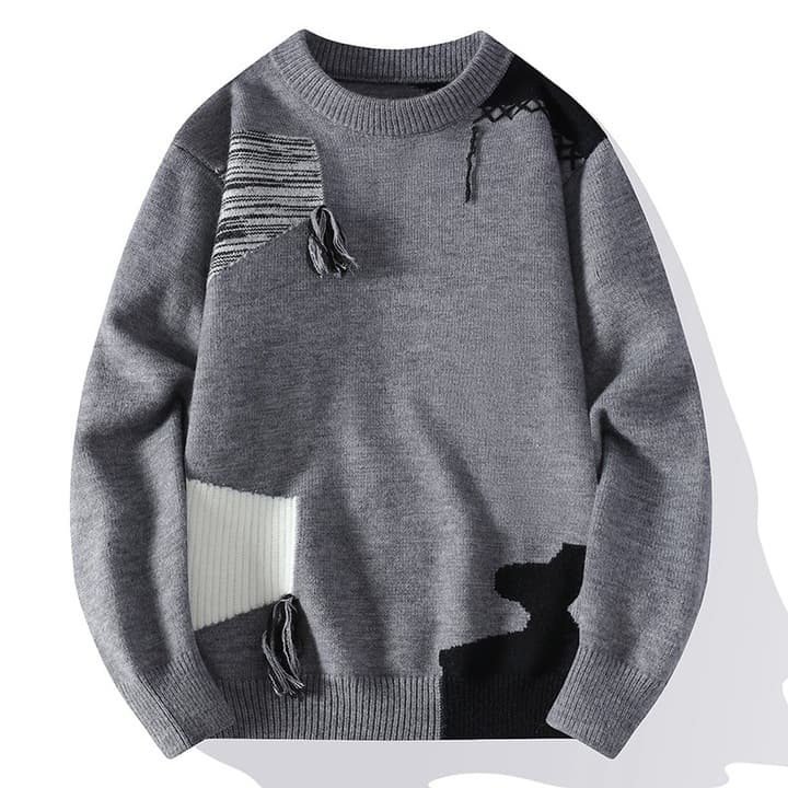 Image of Easton | Men's Patchwork Knit Crewneck Sweater