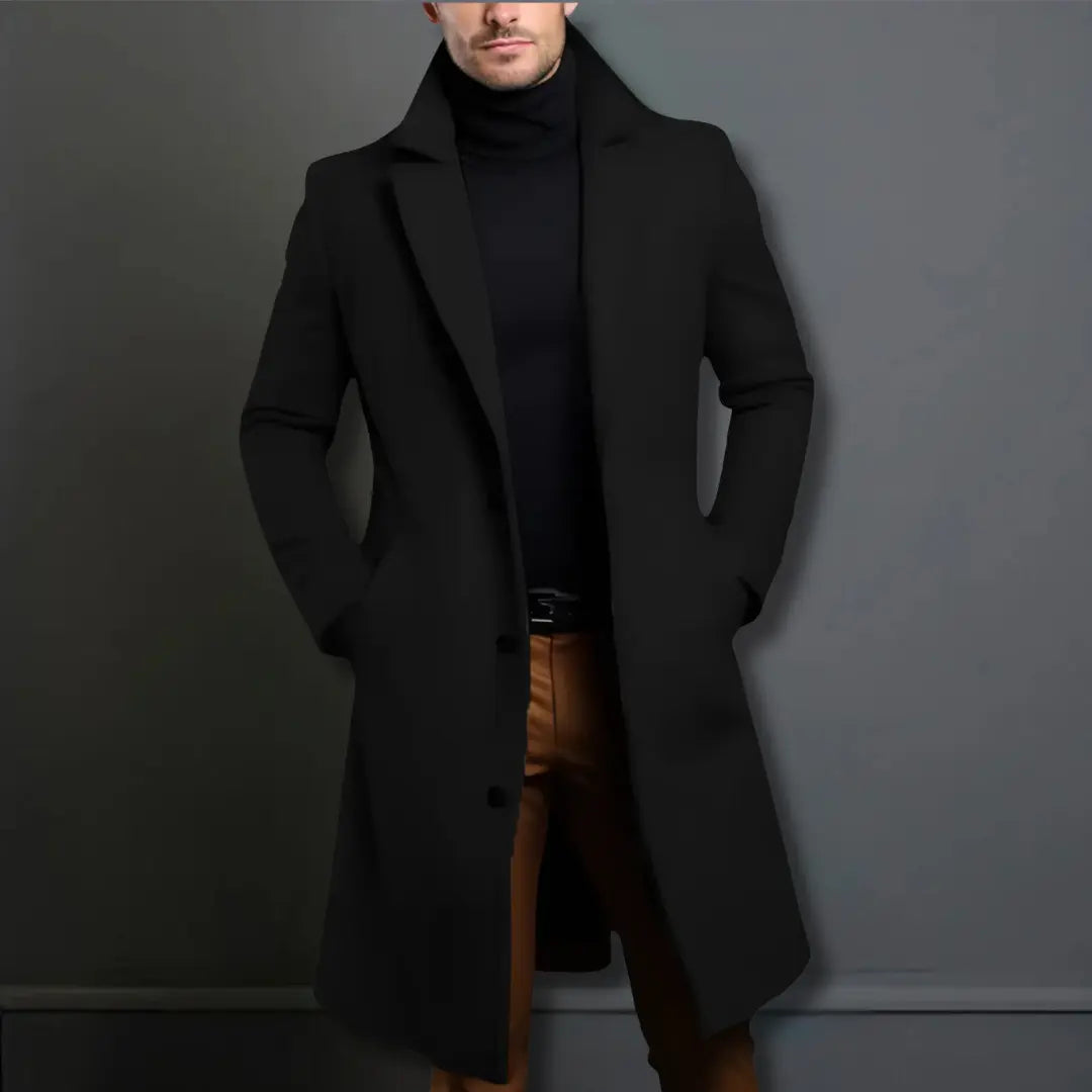 Image of Edison | Men's Slim-Fit Long Overcoat