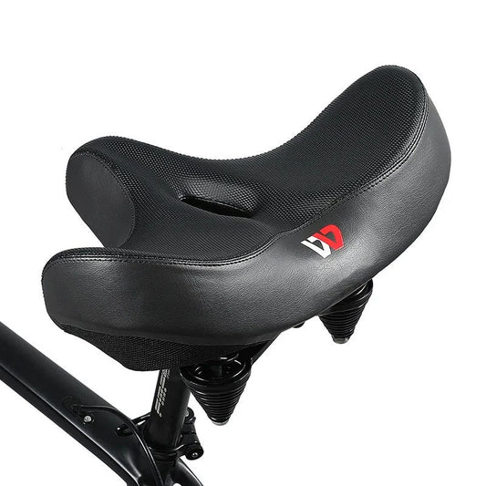 Extra Wide Bike Saddle with Cutout & High-Density Padding and Suspension