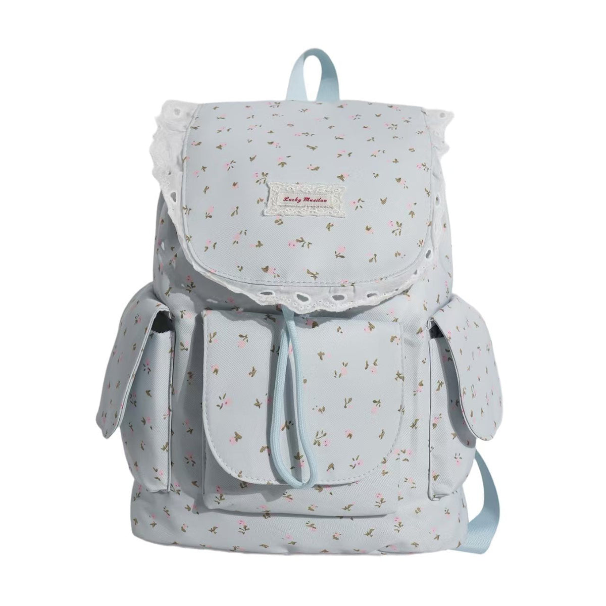 Floral Print Ruffled Backpack