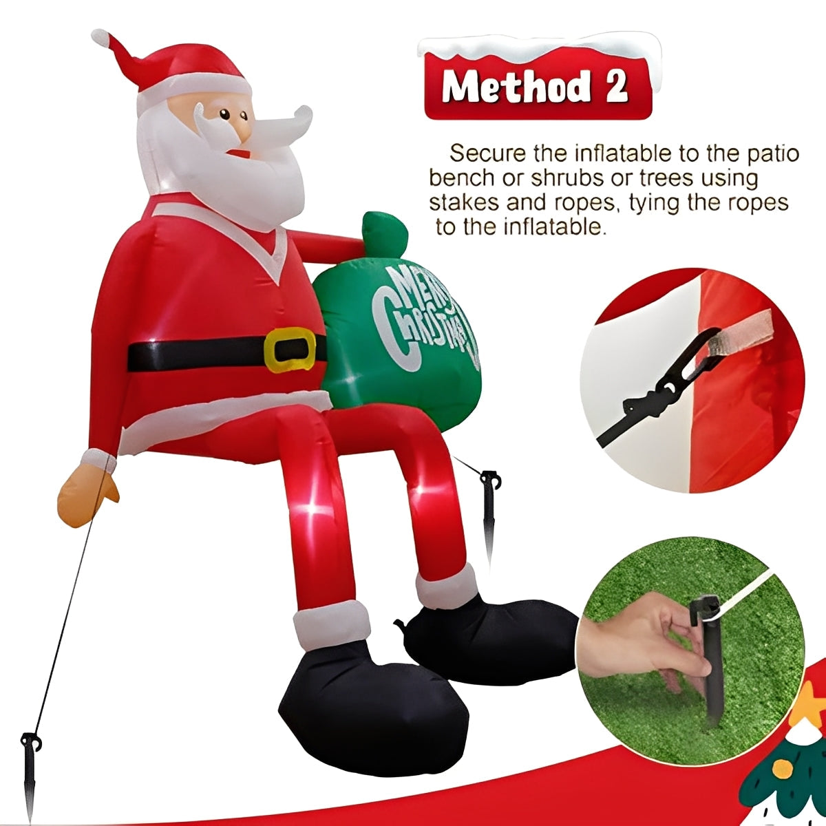 Giant LED Inflatable Climbing Santa Outdoor Christmas Decoration