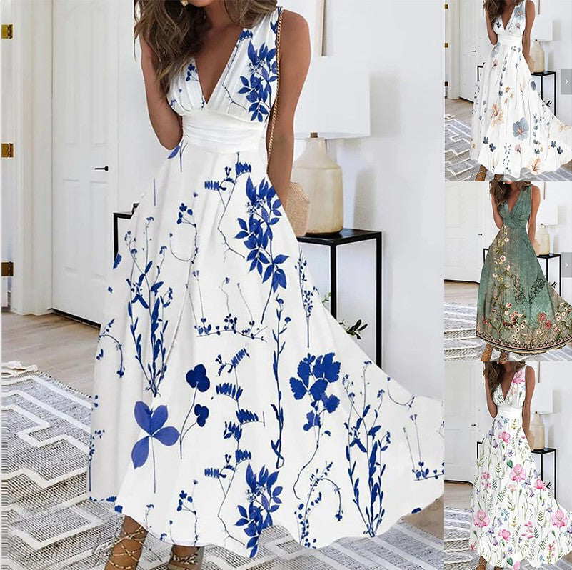 Image of Greta | Women's V-Neck Floral Maxi Dress