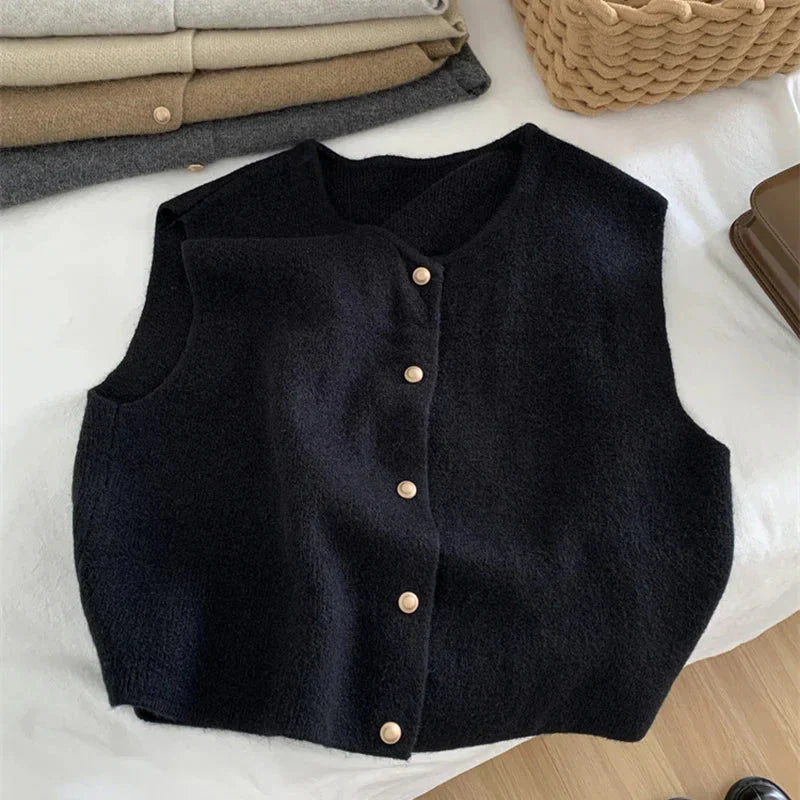 Image of Hallie | Women's Button Front Sleeveless Sweater Vest