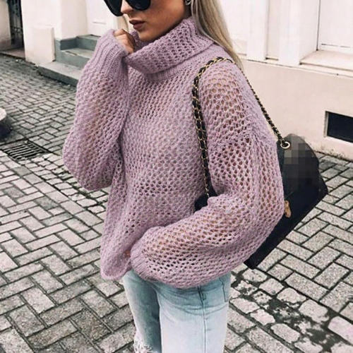 Jade | Women's Oversized Chunky Knit Turtleneck Sweater - Image 1
