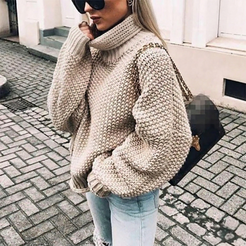 Jade | Women's Oversized Chunky Knit Turtleneck Sweater - Image 3