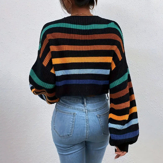 Image of Jeanette | Women's Cropped Striped Sweater