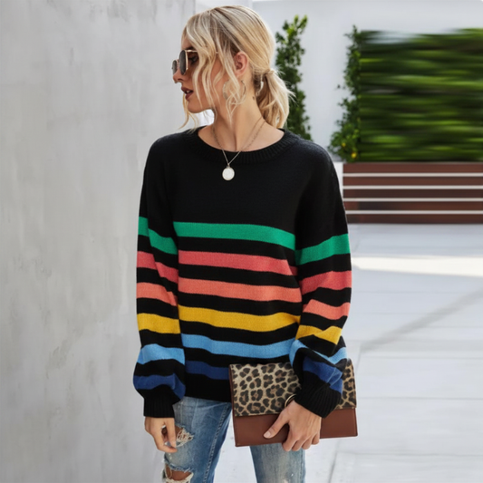 Jeanette | Women's Cropped Striped Sweater - Image 1