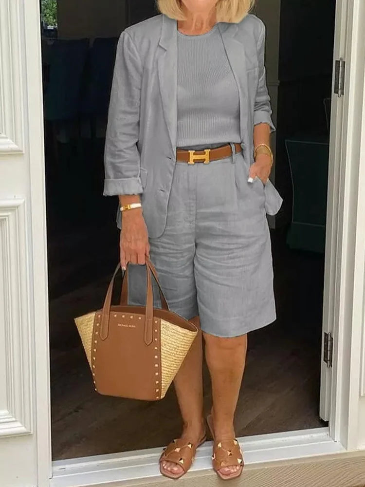 Image of Jessica | Women's Relaxed Fit Blazer Shorts Set