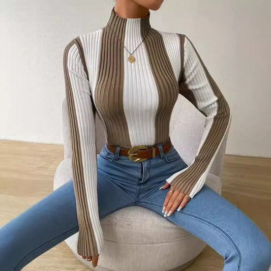Image of Jillian | Women's Fitted Vertical Striped Sweater