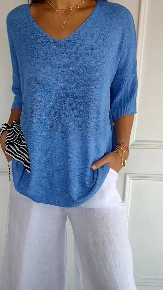 Image of Joan | Women's V-Neck Relaxed Fit Sweater