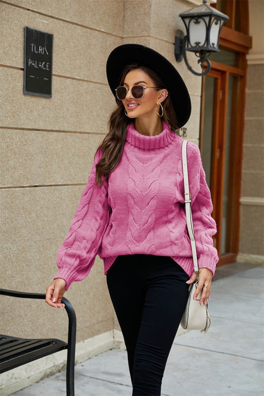 Image of Katherine | Women's Turtleneck Cable Knit Sweater