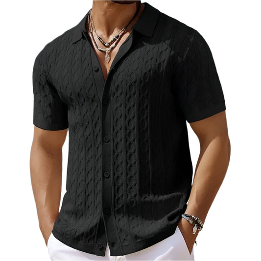 Image of Kennedy | Men's Button-Down Knit Polo Shirt