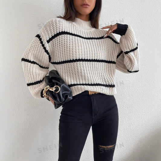 Image of Kristen | Women's Striped Crew Neck Sweater