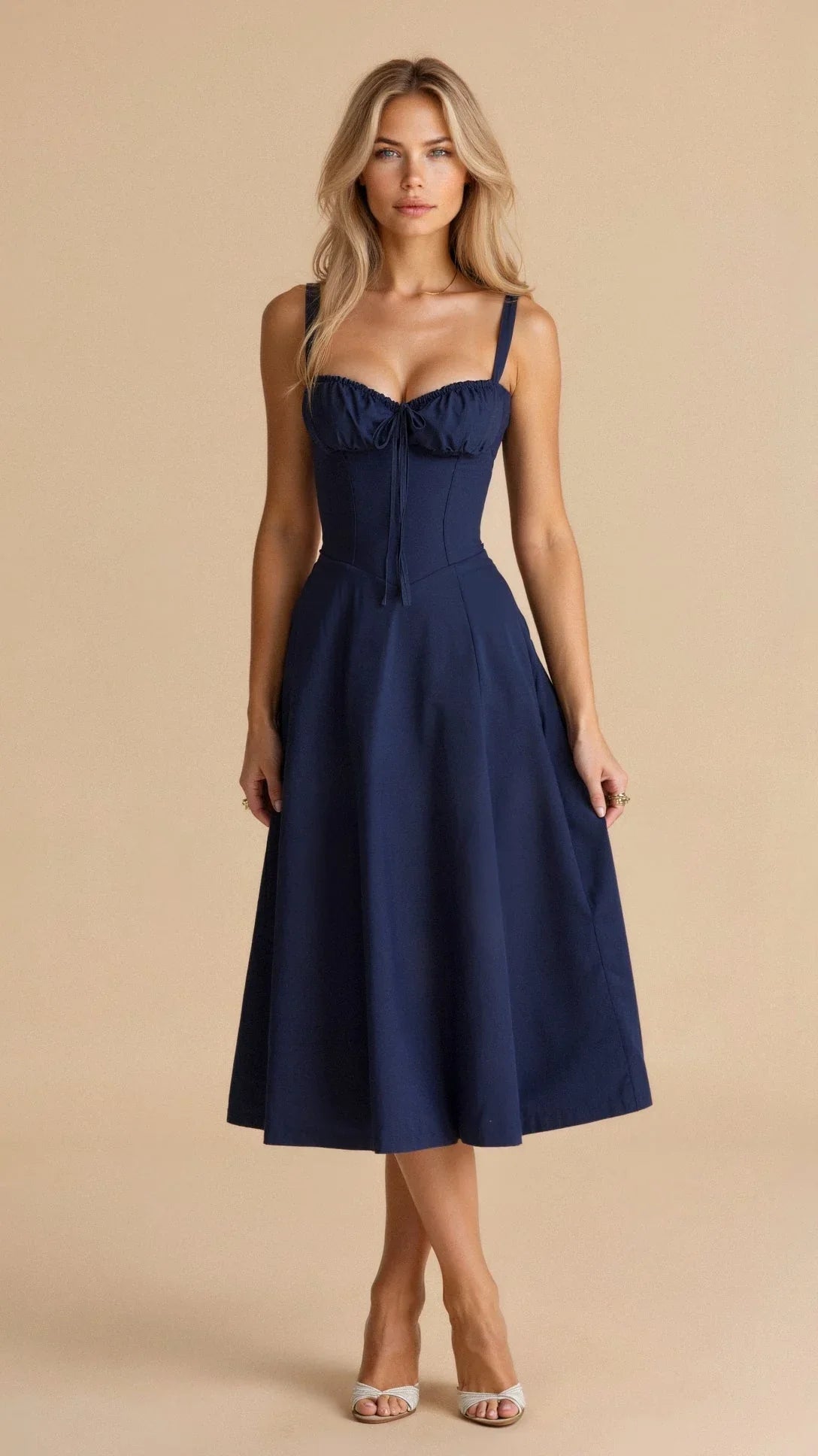 Image of Kylie | Women's Spaghetti Strap A-Line Midi Dress