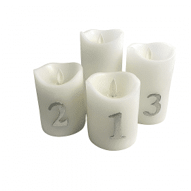 LED Advent Candles with Timer and Remote Control - 4-Pack - 3D Flame