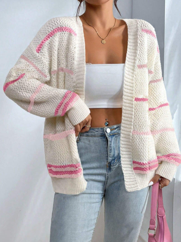 Image of Leila | Women's Oversized Striped Cardigan