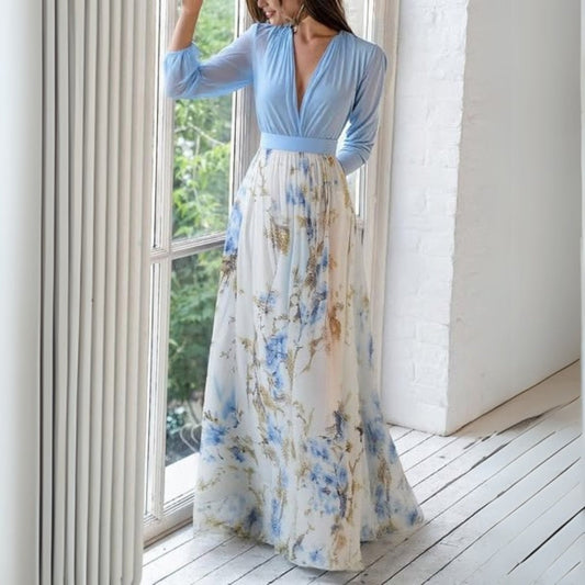 Image of Lisa | Women's V-Neck Floral Maxi Dress