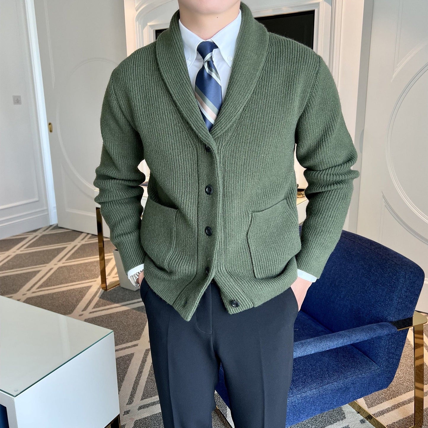 Image of Marvin | Men's Shawl Collar Cardigan