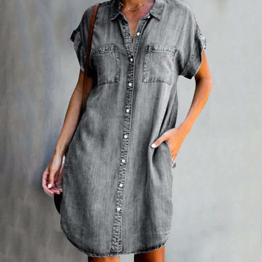 Image of Maureen | Women's Button-Down Denim Mini Dress