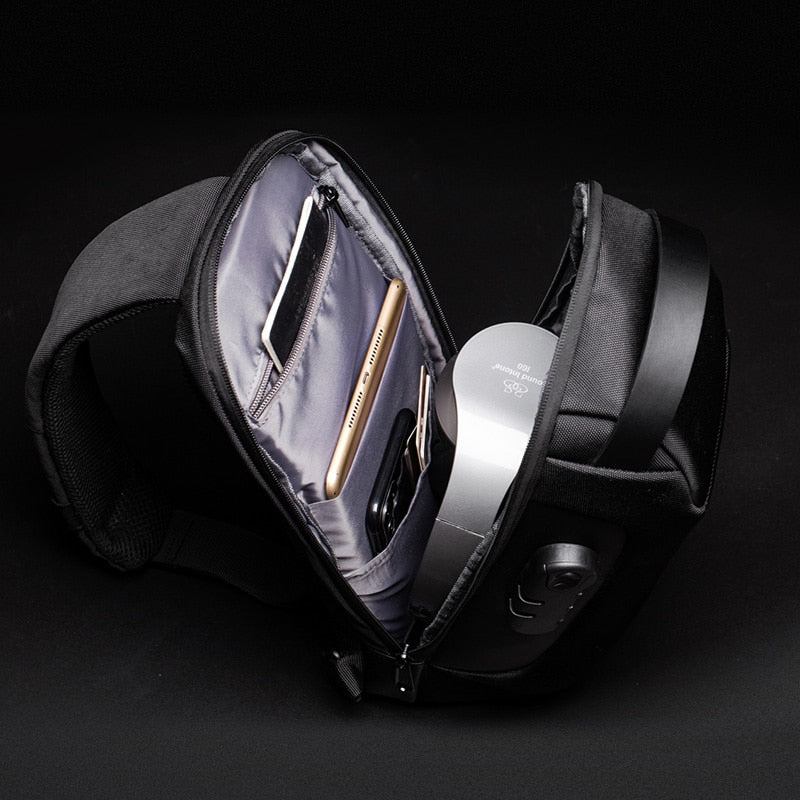 Men's Anti-Theft Water-Resistant Crossbody Bag with USB Charging