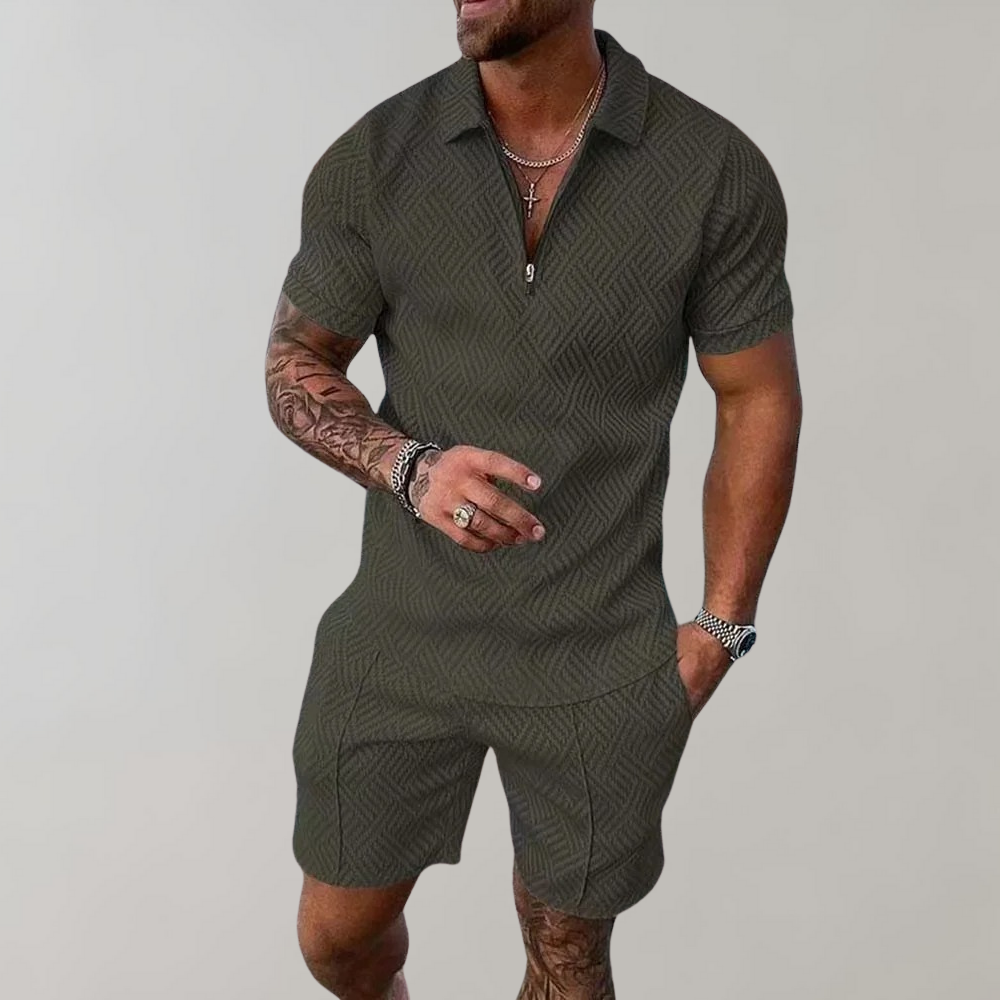 Men's Summer Set: Breathable Polo Shirt & Shorts for Warm Days