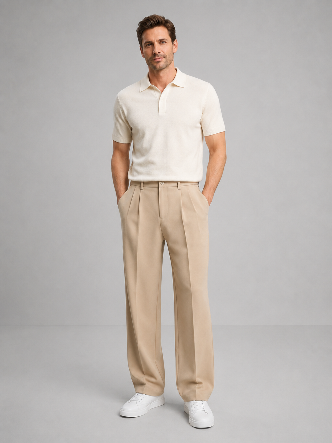 Men's Tailored Straight-Leg Trousers - Smart Casual Fit